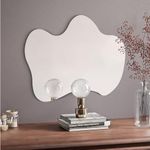 Navaris Frameless Wall Mirror - Irregular Shape Hanging Wall Mounted Mirror - Funky Squiggle Modern Design for Bathroom Hall Living Room Bedroom - 75 x 55 cm