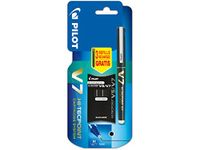 Pilot V7 Cartridge System Liquid Ink Rollerball 0.7 mm Tip - Black, Single Pen with 3 Free Refills