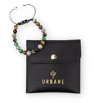 Urbane Jewelry Men’s Bracelet with Leather Pouch – Malachite & Tiger's eye Beaded Bracelet – 8mm Bead, Bracelet Made with Nylon Waterproof Thread – Bracelet for Men with Gift Packaging