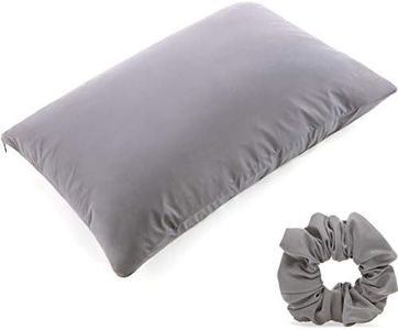 Ultra Silk Like Beauty Pillow Cover - Blend of 85% Nylon and 15% Spandex Means This Cover is Designed to Keep Hair Tangle Free and Helps Skin - Bonus Matching Hair Scrunchie, Dark Grey, King