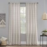 No. 918 Castille Farmhouse Plaid Linen Semi-Sheer Rod Pocket Curtain Panel, 54" x 84", Blush/Linen