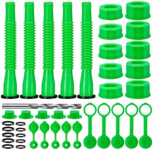 5 pack green gas tank nozzle, gas can spout replacement,gas can nozzle replacement for most 1/2/5/10 oil cans