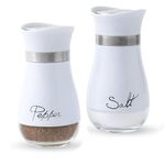 Pack of 2 Salt and Pepper Pots Salt and Pepper Shaker Salt and Pepper Set Salt Shaker Salt Pot Kitchen Accessories (White)