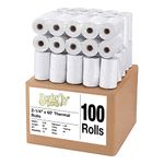 (100 Rolls) 2 1⁄4” x 60’ Receipt Paper Rolls Border City Paper Thermal Receipt Paper Rolls for Thermal Printers, Clover Machines, Square Terminals, Credit Card Terminals