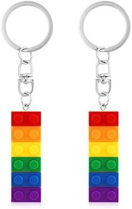 2pcs Rainbow Brick Keychain, Colorful Pride Keyring Building Block Keychain Gay Keychain Lesbian Keychain for Couples, Lovers, Parents, Colorful