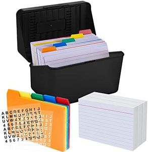 Index Card Holder with Dividers and Ruled Index Cards, Include 30 Index Card Dividers 300 Ruled Index Cards 2 Sheets Alphabet Sticker Index Card Storage Box Organizer (Multicolor, 3 x 5 Inch)