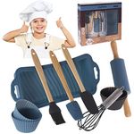 12 Piece Children’s Cooking and Baking Set, Including Rolling Pin, Silicon Moulds, Whisk & Brush, Little Chef Baker Professional Role Play