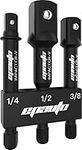 EPAuto 3-Inch Impact Socket Adapter Extension Set with Holder, Chrome Vanadium Steel Alloy (Cr-V), 3 Pieces of 1/4, 3/8, 1/2-Inch Drive, Black Phosphate Coating