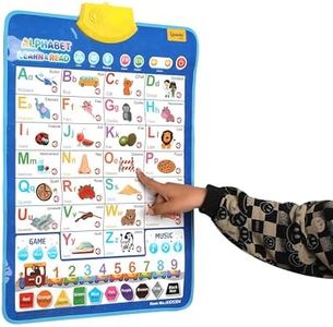 Bilingual English & French Learning Interactive Alphabet Wall - Includes Talking ABC, 123s & Music Poster - Electronic Educational Kids Learning Toy, Educational Gift for 3+ Years Old Girls & Boys