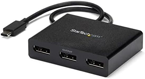 StarTech.com USB C DisplayPort Hub - 3 Port - Daisy Chainable - USB C to DisplayPort MST Hub - USB Type C Monitor Hub Black (MSTCDP123DP)