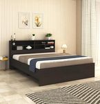 DesignFit Engineered Wood Queen Size Bed Without Storage | Wooden Double Bed Cot Palang Furniture for Bedroom, Living Room, Home and Hotel (Wenge Finish) 1 Year Warranty