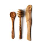 The Rustic Dish Olive Wood Breakfast & Condiment Set, 2 Pieces (Butter Knife, Jam Spoon), Handcrafted, Sustainably Sourced, Unique Grain Patterns