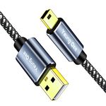 Yeung Qee Mini USB Cable Braided USB 2.0 Type A to Mini B Cable Braided Charging Cord Compatible with PS3 Controller, MP3/4 Player,PDA, Camera, Scanner and More Mini USB Devices (8m)