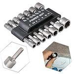 HOHXEN 14PCS 5-12mm Imperial Socket Nut Impact Driver Adapter Drill Bits 1/4 Inch Hex Shank Tools Set Nut Driver Socket Kits