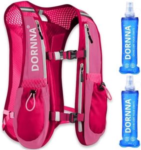 DORNNA - Sac Trail + 2 PCS Gourde Souple 500 ML sans BPA, Sac Hydratation Running Homme e Femme, Gilet Hydratation Taille Unique. (Rose + 2 Gourde Souple 500ml)