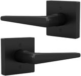 Mega Handles - SCHEIN Dummy I Lever Door Lock Handle Set for Closet or French Doors I Single Side, Non-Turning I Fits All Standard Door Sizes I Screws Included - Matte Black (2 Pack)