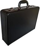 Deluxe Faux Leather Expandable Executive Attache Case Briefcase (Black)