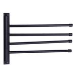 GERZWY Swivel Towel Bar SUS 304 Stainless Steel 4-Arm Bathroom Swing Hanger Towel Rack Holder Storage Organizer Space Saving Wall Mount Matte Black HYG04-BK