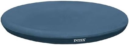 INTEX 28020E Pool Cover: for 8ft Round Easy Set Pools – Includes Rope Tie – Drain Holes – 12in Overhang – Snug Fit