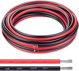 Shirbly 6 AWG Electrical Wire - 20FT Red & 20FT Black Tinned Copper Cable for Car Audio Automotive Trailer Marine, PV Wire for Low Voltage LED Light (6AWG 20FT Red + 20FT Black)