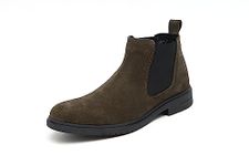 Voguish Men's Olive Suede Leather Chelsea Boots - 7 UK