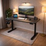 CELLBELL Ergolift Electric Height Adjustable Standing Desk for Home & Office | Ergonomic Sit Stand Table with One-Piece Top Memory Preset Controller Quiet Motor T-Frame 3-Year Warranty (Full Black)