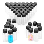 Rowiz 50PCS 10ml (0.35 Oz) Clear Glass Vials Small Liquid Sampling Sample Bottle, Glass Lab Vial Bottle with Black Screwcap