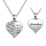 GMXLin Angel Wings Heart Cremation Jewelry for Ashes Crystal Urn Necklaces for Ashes Memorial Keepsake Necklace Always on Mind Forever in My Heart Grandma Women