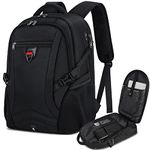 Lubardy Laptop Backpack 17.3 Inch Travel Rucksack for Men with USB Charging Port Water Resistant Laptop Bags Work Backpack for School Business College Hiking Black