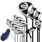 PGM Men's Complete Golf Club Sets - 12 Pieces - 3 Wood (#1,3,5), 1 Hybrid (#4H), 6 Irons(#5,6,7,8,9,PW), 1 Sand Wedge (55°), 1 Putter - Golf Stand Bag