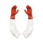 Showa Best 640-08 SHOWA 640 Rough Finish PVC Gloves w/Sleeves, Red, Medium