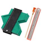 Contour Gauge, Plastic Outline Profile Shape Contour Duplications Guage Duplicator Kit, Irregular Shapes Measure Ruler Gadget Woodwork Measuring Tool Set for Corners and Contoured(12cm, Green)