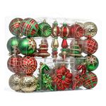 Valery Madelyn Christmas Ornaments Set, 108ct Red Green and Gold Shatterproof Christmas Tree Decorations Ball Ornaments Bulk, Traditional Country Hanging Ornaments for Xmas Trees Holiday Decor