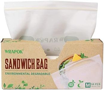 100% Compostable Plant-Based Ziplock Bags - 50 Food Grade Sandwich Bags- Reusable, Leak-Proof, and Odour-Proof-Eco-Friendly and Non-Toxic- Suitable for Fridge and Freezer Storage