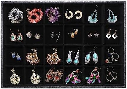 Wudygirl Jewelry Organizer Tray for Drawer 24 Grid Earring Holder Organizer Removable Dividers for Ring Earring Bracelet(24 Grid)
