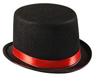 Dress Up America Top Hats for Kids - Black Magician Hat - Unisex Formal Tuxedo Hat - Available in Red And Silver