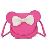 Little Girl's Bowknot Shoulder Bag Handbag, Cute Mouse Ear Bow Crossbody Purse, PU Shoulder Handbag for Kids Girls Toddlers (Rose red)