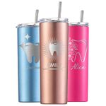 Personalized Dentist Tumbler Custom Tumbler Gifts for Dentist Women Her Men Customized Engraved Dentist Tumblers Cups with Lid and Straw Names 20 oz Insulated Dentist Mug