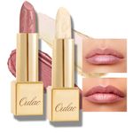 Oulac Metallic Light Pink & Sheer Lipstick Set - 2PCS Vegan Lightweight Hydrating Formula with High Impact Lip Color for Full Coverage Lip Makeup, 13+27