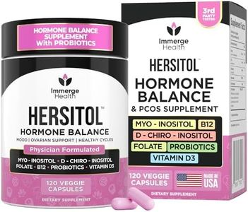 Hormone Balance for Women, PCOS, Ovarian Support, Fertility, Menstrual Cycle | Myo-Inositol & D-Chiro Inositol Supplement 40:1 Ratio With Folic Acid, B12 & Probiotics | Female Vitamins 120 Capsules