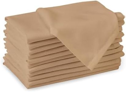 Encasa Serviettes en Tissu de Coton | Ensemble de 12 | Taille 43x43 cm | Couleur Unie Beige Clair| Lavable en Machine