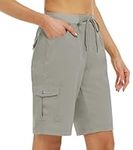 MoFiz Hiking Cargo Short for Women Breathable Loose Fit Active Golf Summer Casual Short Grey Khaki,2XL