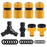 Topways® Hose Connectors Fitting Set, Including Hose End Quick Connector, 2in1 Threaded Tap Connector, Double Male Snap Connector, Hose Y Splitter Connector, Hose Washer & O Rings Spares Kit