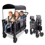 WONDERFOLD W4 Elite Pro Stroller Wagon (4 Seater) - Collapsible Wagon Stroller with Seats with 5-Point Harnesses, Adjustable Push Handle, and Adjustable Sun Canopy, Charcoal Gray