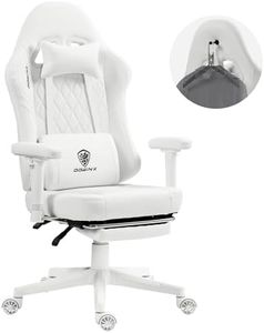 Dowinx Chaise de Jeu, avec Coussin à Ressorts ensachés et Suspension, en Cuir PU, avec appuie-tête, Ergonomique, avec Repose-Pieds, 135 kg, pour Adultes, Blanc