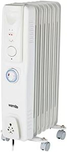 Warmlite WL43003YTW 7 Fin Oil Filled Radiator with Adjustable Thermostat and a 24 Hour Timer, 1500W, White