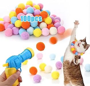 AIERSA Interactive Cat Toys - 100pcs Pom Pom Balls with Launcher Set for Indoor Cats, Kitten Enrichment
