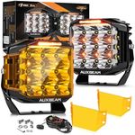 Auxbeam V-MAX Series 7" Led Pods Lights with Amber Covers, 228W 26100LM Spot Flood Combo Offroad Driving Lights with 270° Side Shooter & DRL & Back Light, Cube Ditch Light for Jeep ATV UTV, Pair
