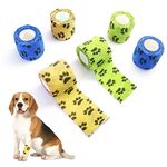 SlowTon Pet Self Adhesive Bandage, Pet Vet Wrap Tape Waterproof Non-Woven Cohesive Gauze Rolls for Dog Cat Animals, First Aid Wrap for Wrist Healing Ankle Sprain & Swelling, 2" x 5 Yards(6 Rolls)