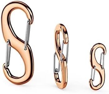 STEEL HAWK “S” Shaped Surgical Stainless Steel Carabiner Clips (S/M/L) | Heavy Duty Double Carabiner Two Clips | Dual Spring Wire Gate Snap Hooks Set | Hook for Bag Keychain Buckle & Tools-Rose Gold